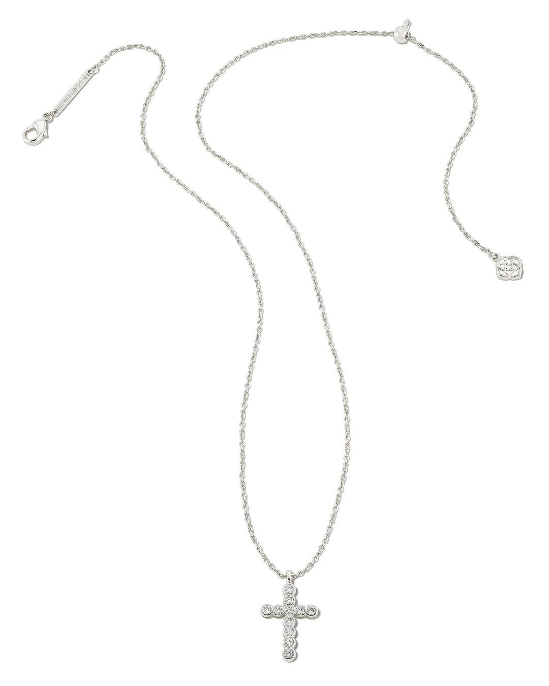 CROSS CRYSTAL PENDANT NECKLACE - RHODIUM WHITE CRYSTALS