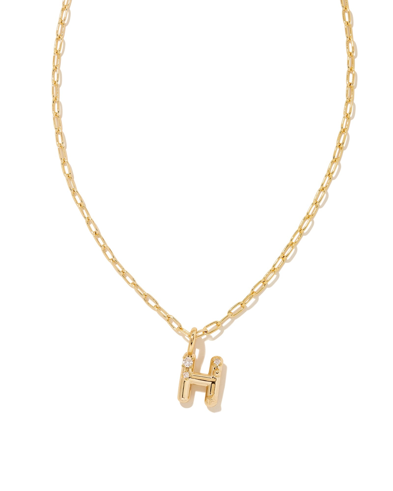 KENDRA SCOTT CRYSTAL LETTER H SHORT INITIAL PENDANT NECKLACE