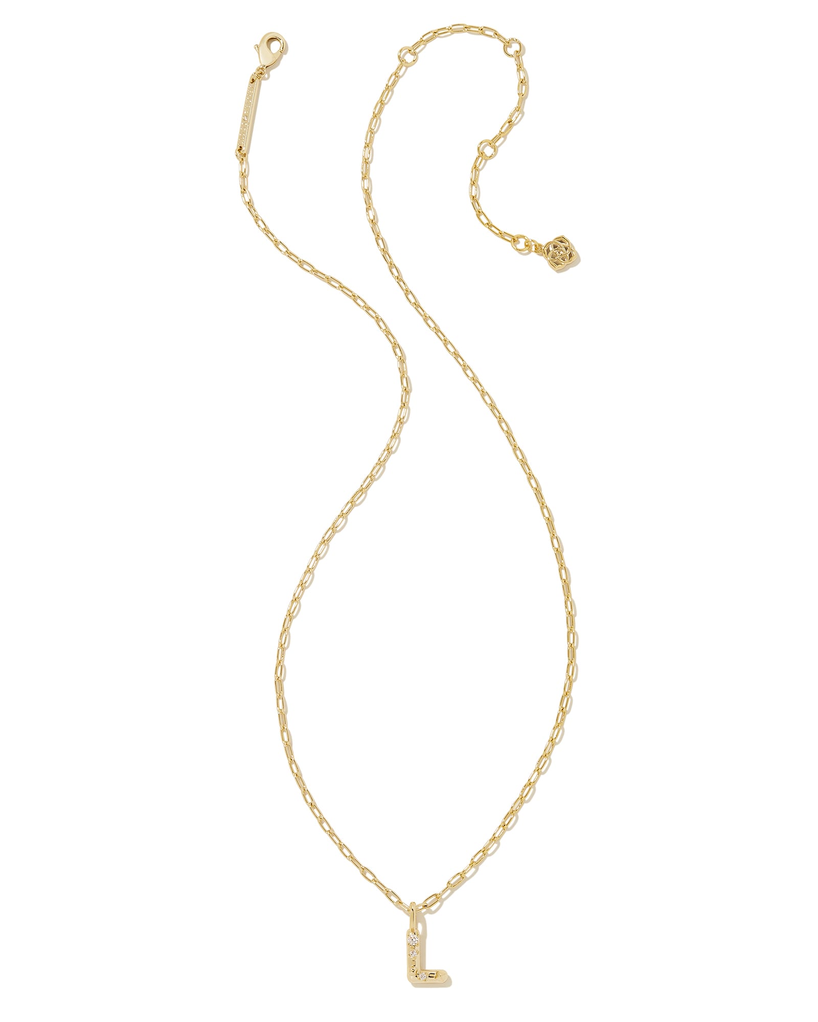 KENDRA SCOTT CRYSTAL LETTER L SHORT PENDANT INITIAL NECKLACE