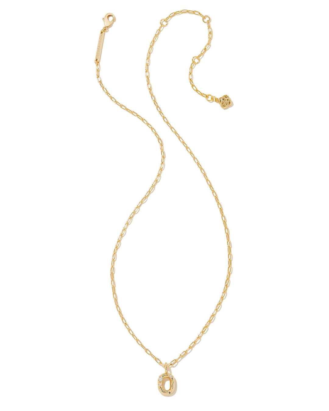 KENDRA SCOTT CRYSTAL LETTER O SHORT PENDANT INITIAL NECKLACE - GOLD WHITE CZ