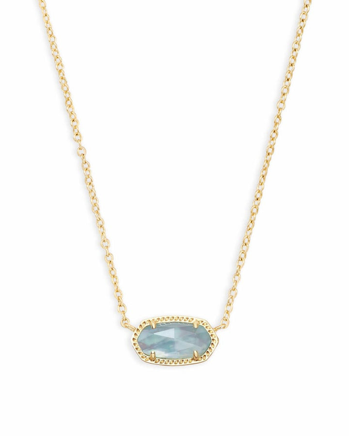 KENDRA SCOTT ELISA SHORT PENDANT NECKLACE - GOLD LIGHT BLUE ILLUSION