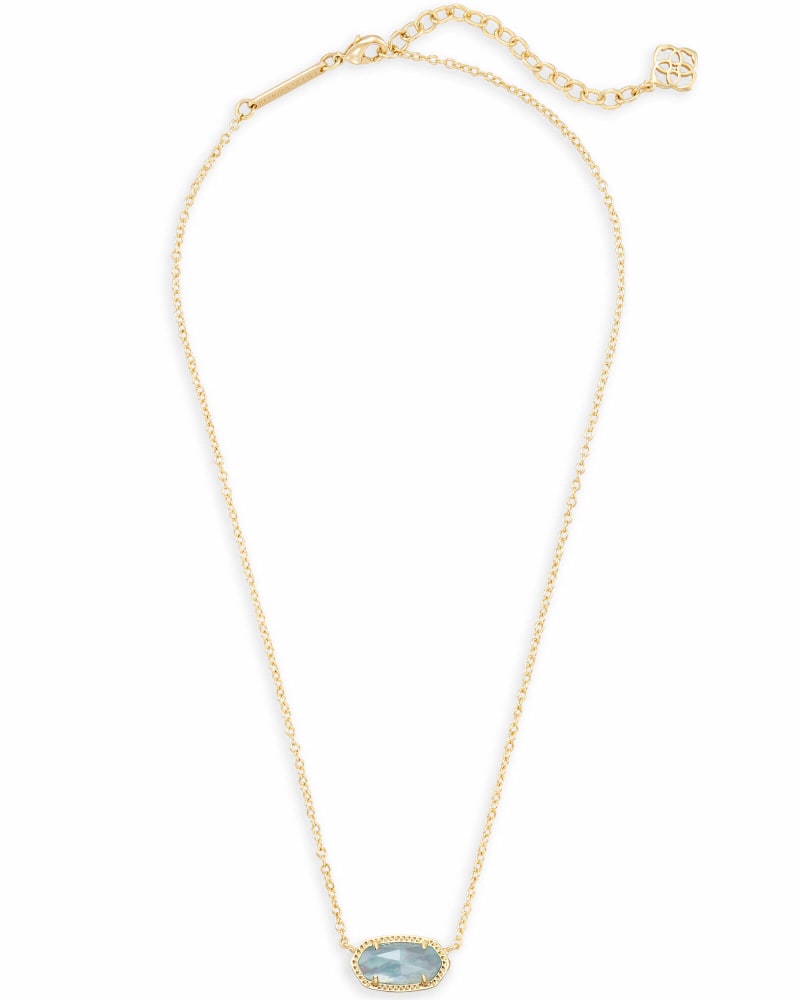 ELISA SHORT PENDANT NECKLACE - GOLD LIGHT BLUE ILLUSION