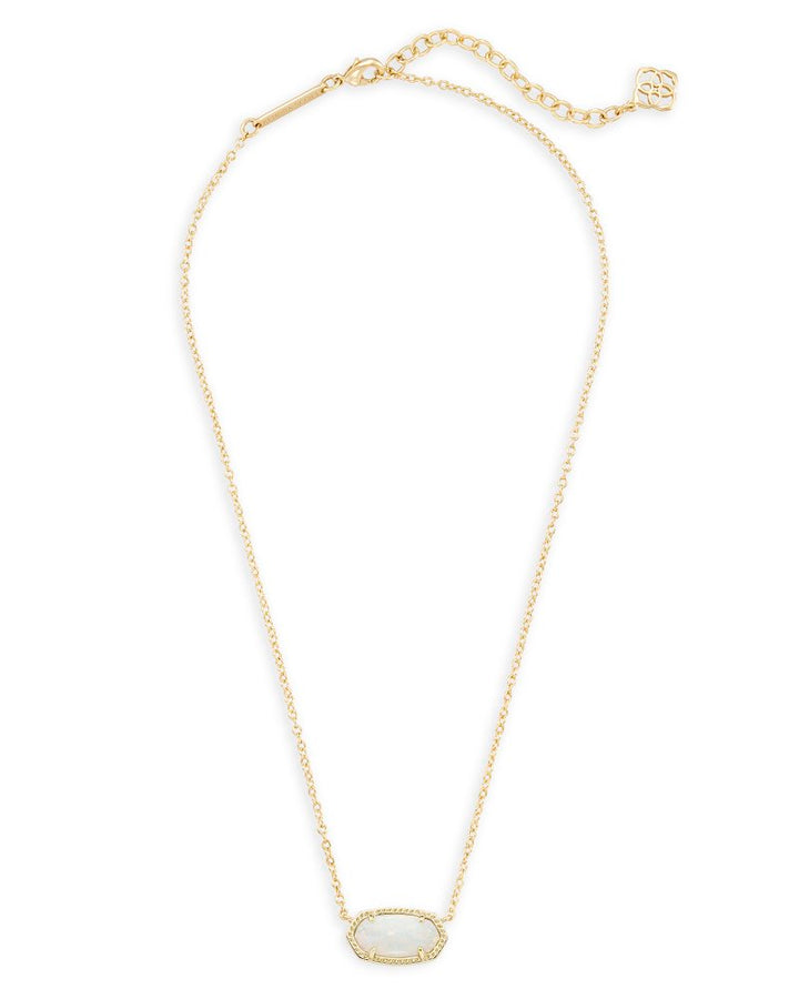 KENDRA SCOTT ELISA SHORT PENDANT NECKLACE - GOLD WHITE OPAL