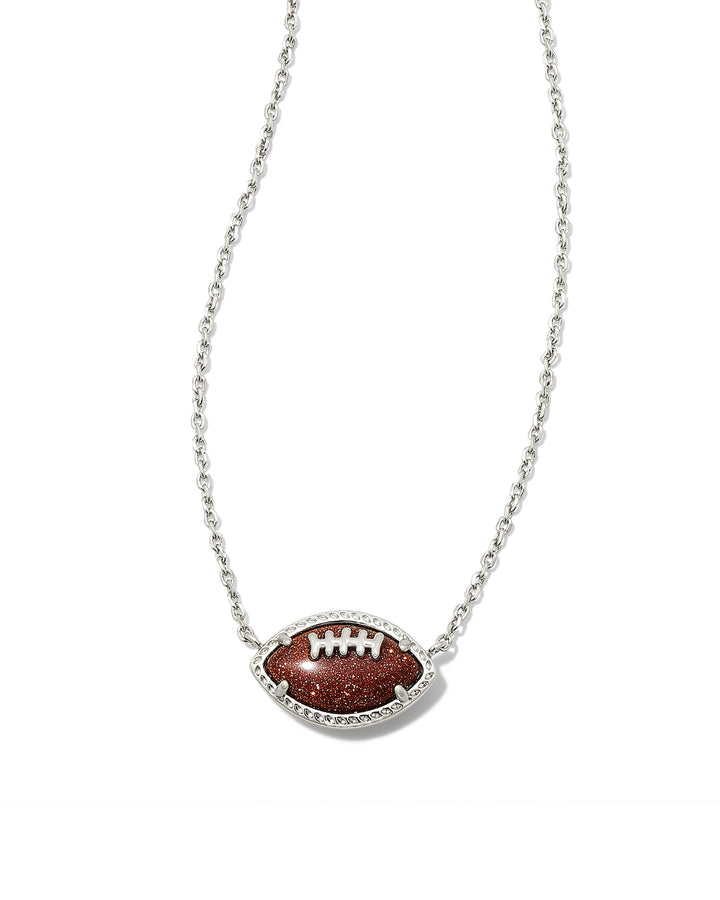 KENDRA SCOTT FOOTBALL SHORT PENDANT NECKLACE - RHODIUM ORANGE GOLD STONE