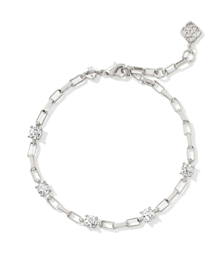 LEXI CHAIN BRACELET - SILVER WHITE CRYSTAL