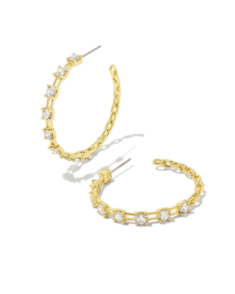 LEXI HOOP EARRINGS - GOLD WHITE CRYSTAL