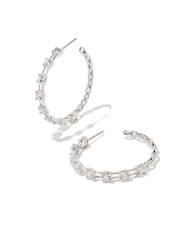 LEXI HOOP EARRINGS - SILVER WHITE CRYSTAL