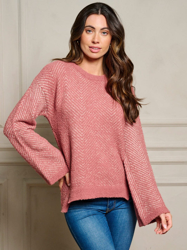 LONG BELL SLEEVE SWEATER - MAUVE