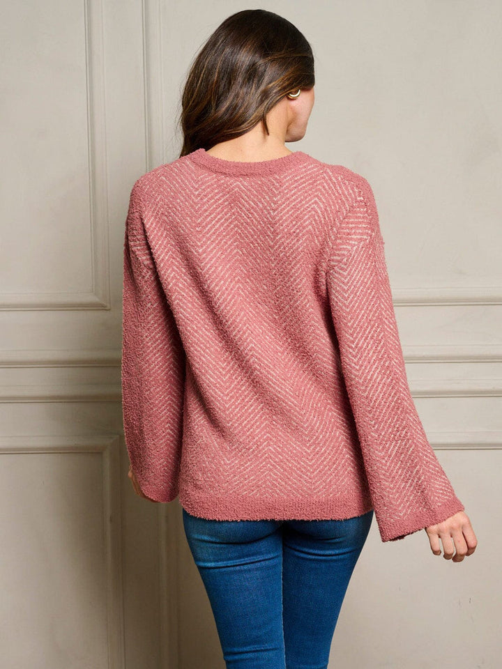 LONG BELL SLEEVE SWEATER - MAUVE