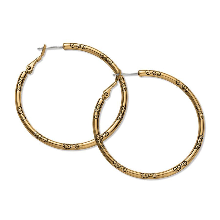 LARGE HOOP CHARM EARRINGS - GOLD