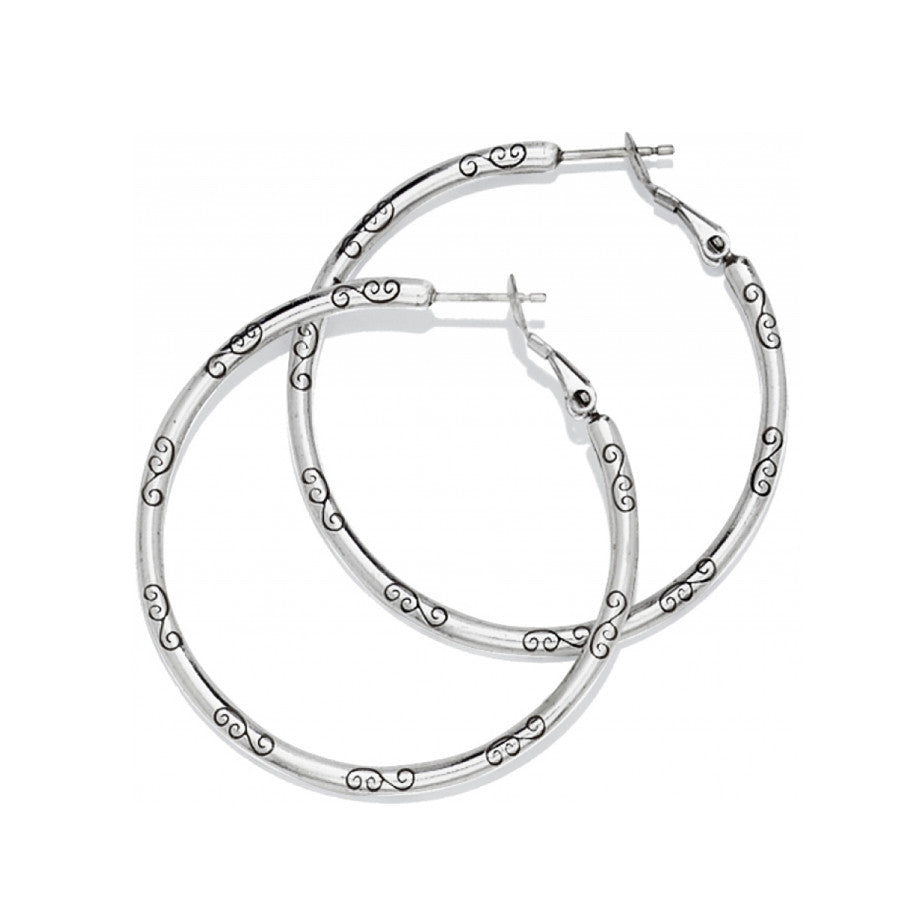 SIL LRG HOOP CHARM EARRIN - SILVER