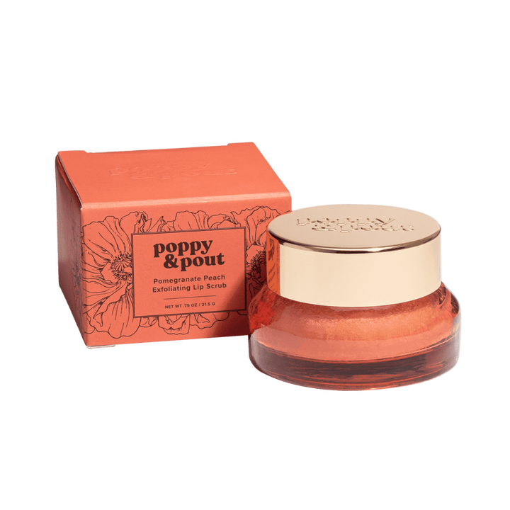 POPPY & POUT EXFOLIATING LIP SCRUB - POMEGRANATE PEACH