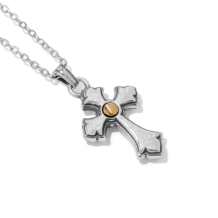 MAJESTIC REGAL CROSS REVERSIBLE NECKLACE - SILVER-GOLD -