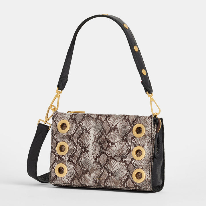 HAMMITT MONTANA CLUTCH SMALL - CONTRAST SNAKE/BRUSHED GOLD