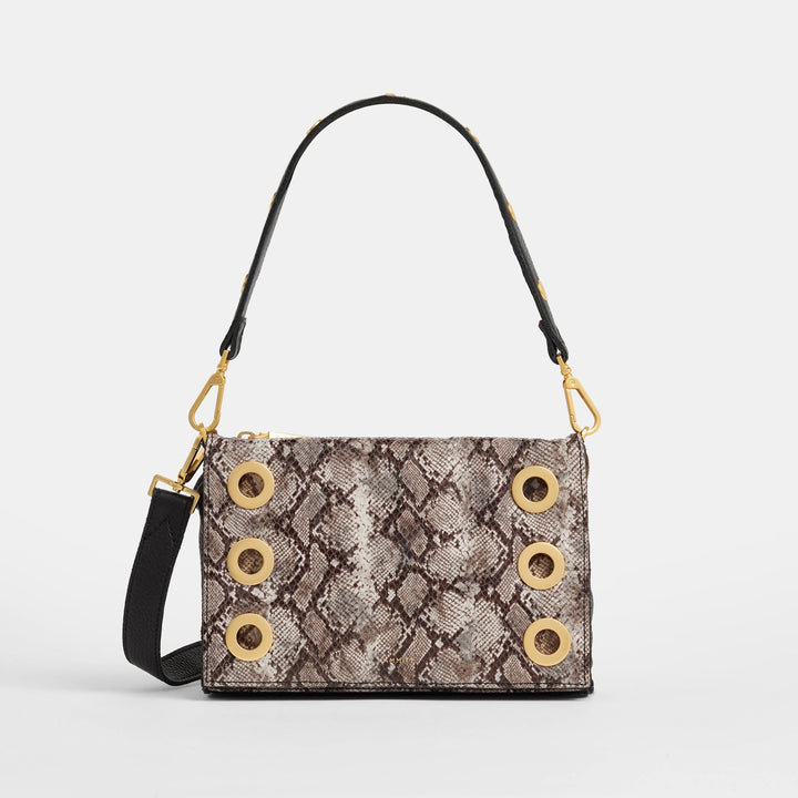 HAMMITT MONTANA CLUTCH SMALL - CONTRAST SNAKE/BRUSHED GOLD