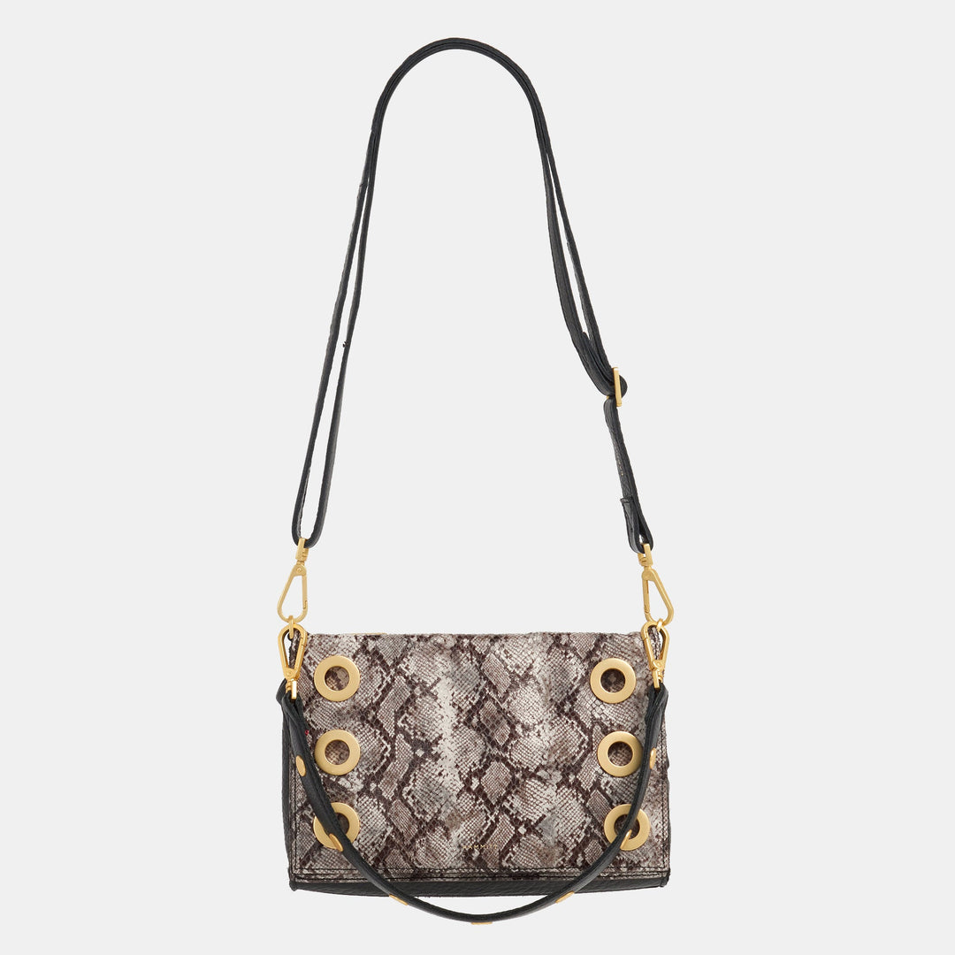 HAMMITT MONTANA CLUTCH SMALL - CONTRAST SNAKE/BRUSHED GOLD