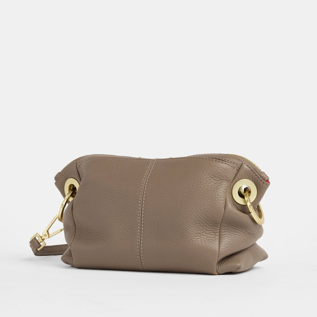 HAMMITT DANIEL CROSSBODY CLUTCH SMALL - SCULPTED TAUPE/BRUSHED GOLD