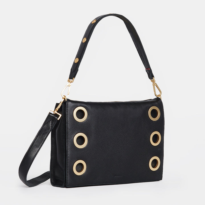 HAMMITT MONTANA LARGE CLUTCH - BLACK/BRUSHED GOLD