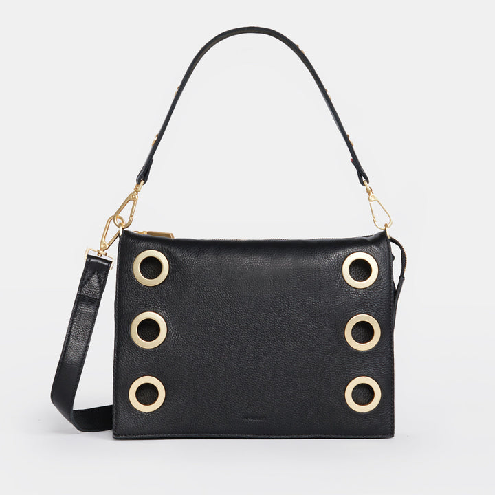 HAMMITT MONTANA LARGE CLUTCH - BLACK/BRUSHED GOLD