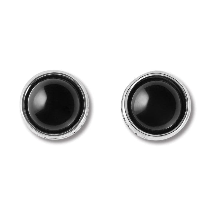 PEBBLE DOT ONYX POST EARRINGS - SILVER-BLACK