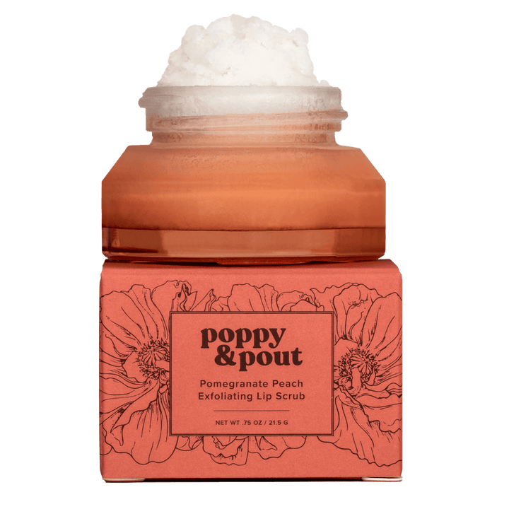 POPPY & POUT EXFOLIATING LIP SCRUB - POMEGRANATE PEACH