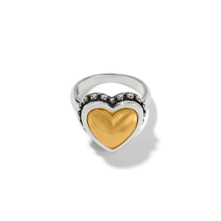 PRETTY TOUGH BOLD HEART TWO TONE RING -SIZE 6