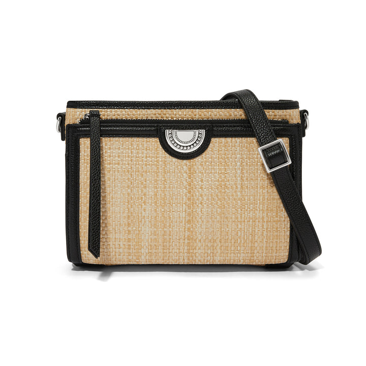 Jordyn Straw Cross Body Organizer - Natural-Black