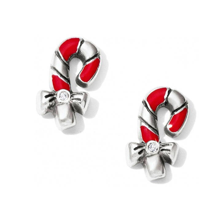 CHRISTMAS CANDY CANE MINI POST EARRINGS - SILVER-RED