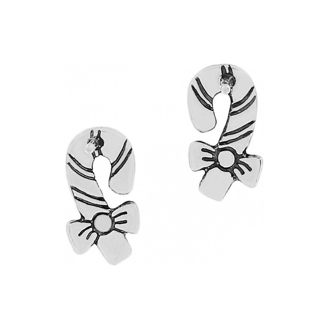 CHRISTMAS CANDY CANE MINI POST EARRINGS - SILVER-RED