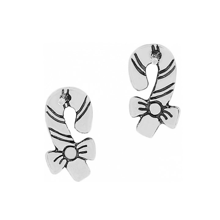 CHRISTMAS CANDY CANE MINI POST EARRINGS - SILVER-RED