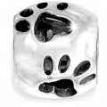 SIL BLK PAW BEAD - SILVER