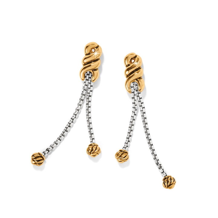 INTERLOK TWIST DOUBLE CHAIN POST DROP EARRINGS - SILVER-GOLD