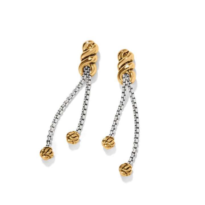 INTERLOK TWIST DOUBLE CHAIN POST DROP EARRINGS - SILVER-GOLD