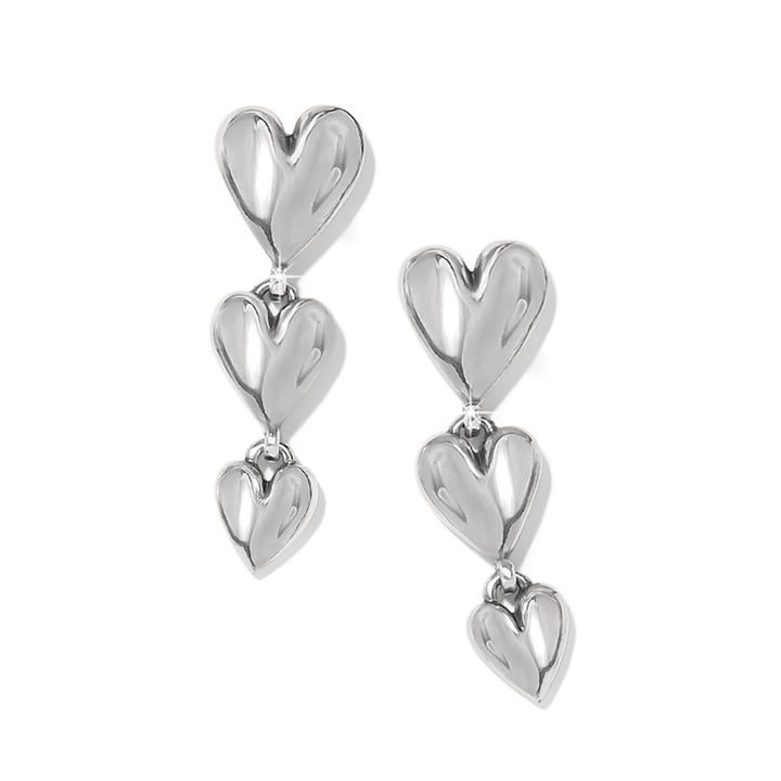 CASCADE HEART TRIO POST DROP EARRINGS - SILVER-GOLD