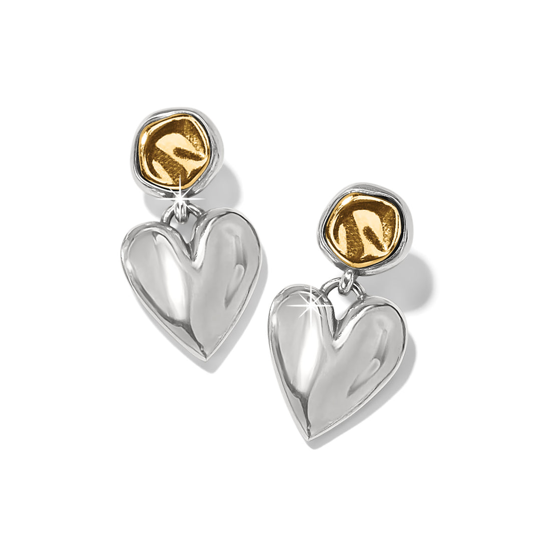 CASCADE HEART POST EARRINGS - SILVER-GOLD