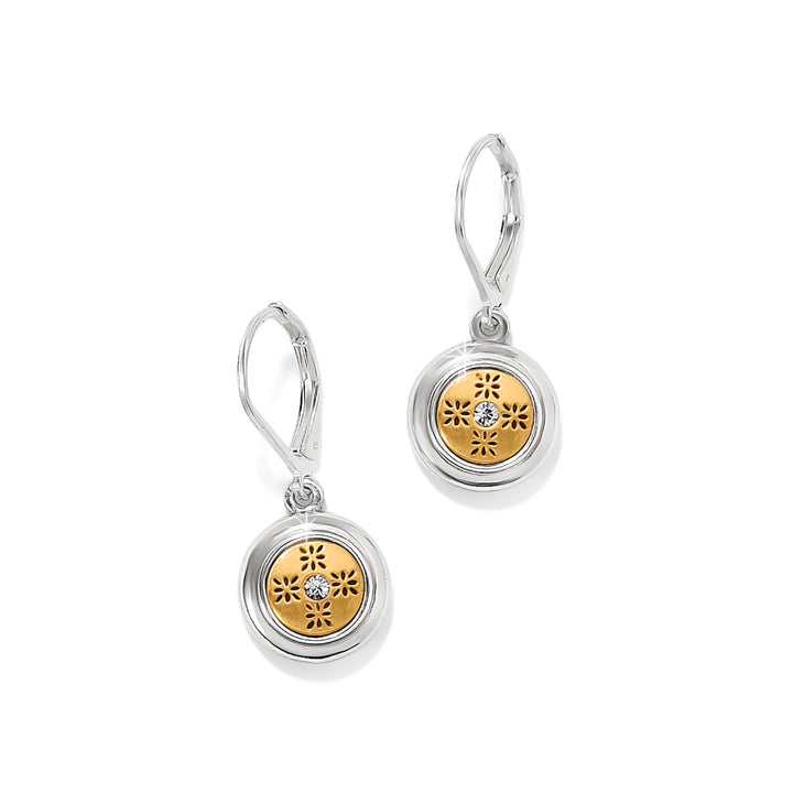 MOSAIC ROUND MINI LEVERBACK EARRINGS - SILVER-GOLD