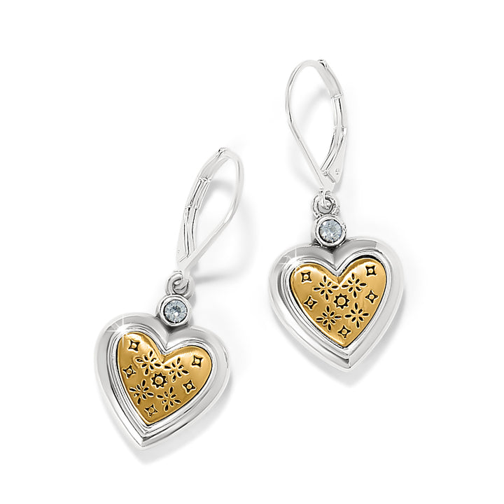 MOSAIC HEART TWO TONE  LEVERBACK EARRINGS - SILVER-GOLD