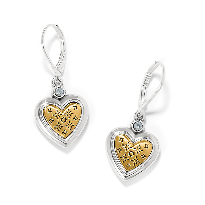 MOSAIC HEART TWO TONE  LEVERBACK EARRINGS - SILVER-GOLD