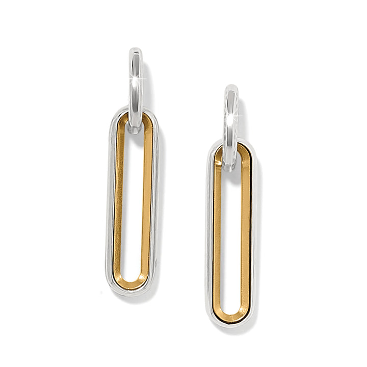 Medici Two Tone Long Post Drop Earrings - Silver-Gold