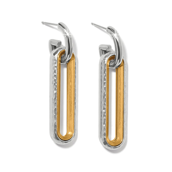 Medici Two Tone Long Post Drop Earrings - Silver-Gold