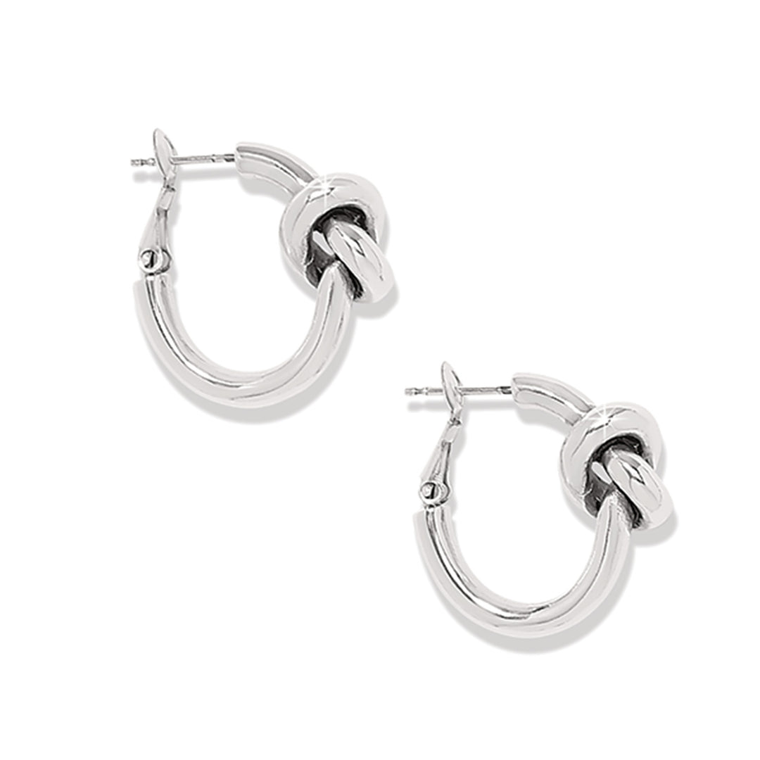 Interlok Single Knot Hoop Earrings - Silver