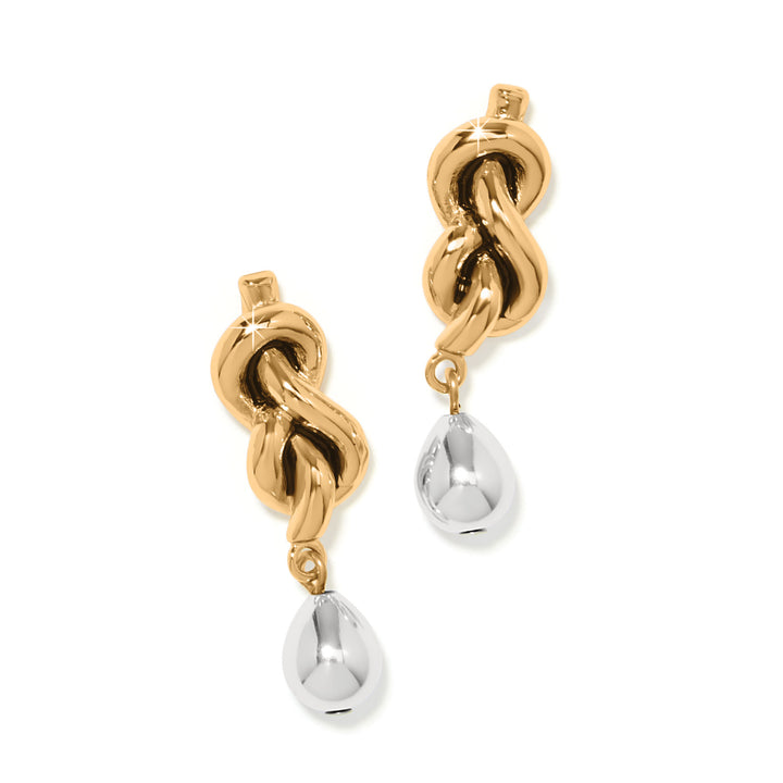 Interlok Single Knot Drop Earrings - Silver-Gold