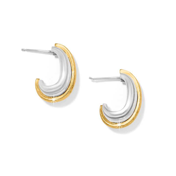 Ferrara Deco Small Hoop Earrings - Silver-Gold