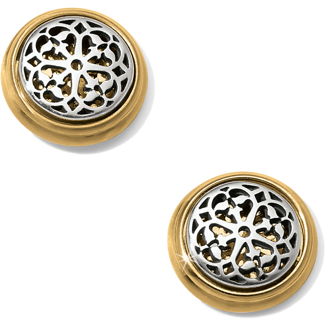 FERRARA TWO TONE POST EARRINGS - SILVER/GOLD