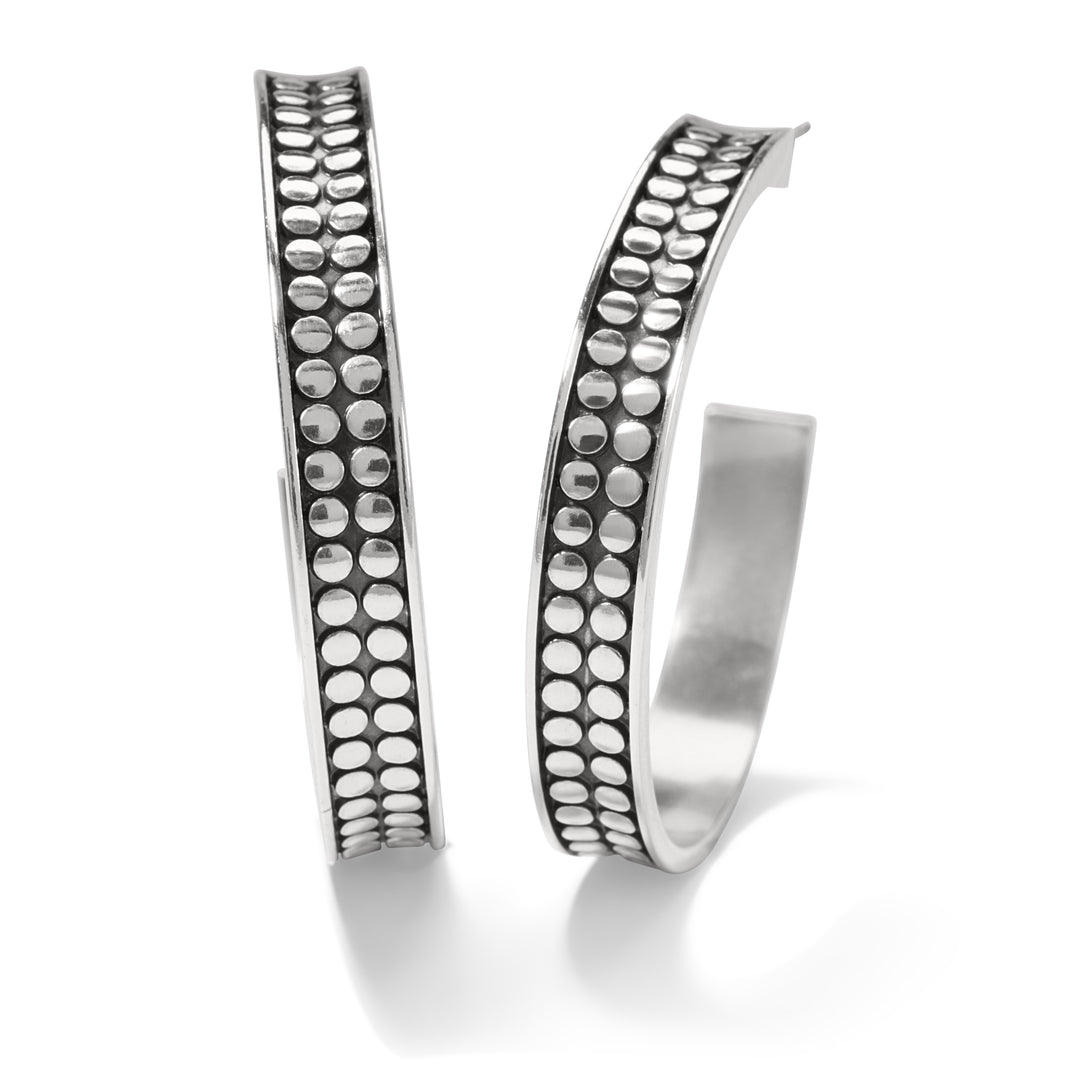 PEBBLE DOT MEDIUM HOOPS - SILVER