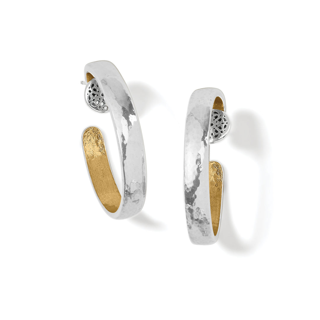 FERRARA ENTRATA SMALL HOOP EARRINGS - SILVER-GOLD