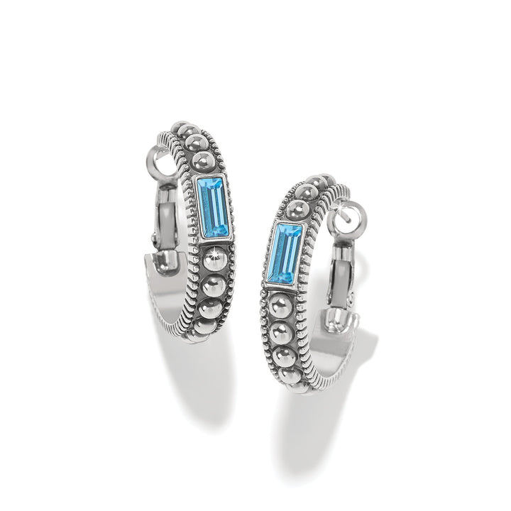 PRETTY TOUGH GEM HOOP EARRINGS - SILVER-AQUA