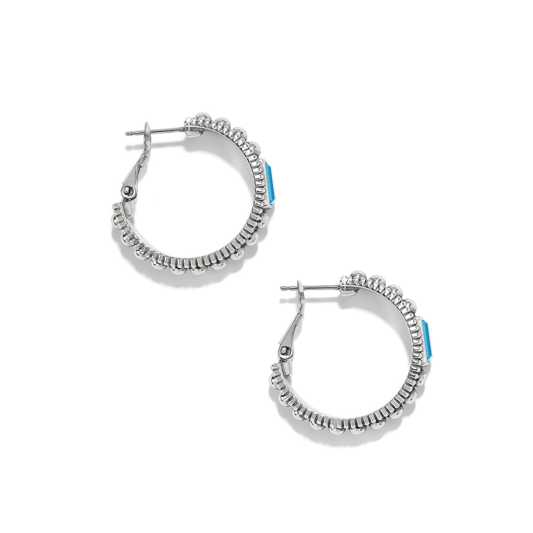 PRETTY TOUGH GEM HOOP EARRINGS - SILVER-AQUA