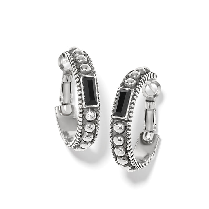 Pretty Tough Gem Hoop Earrings - Silver-Black