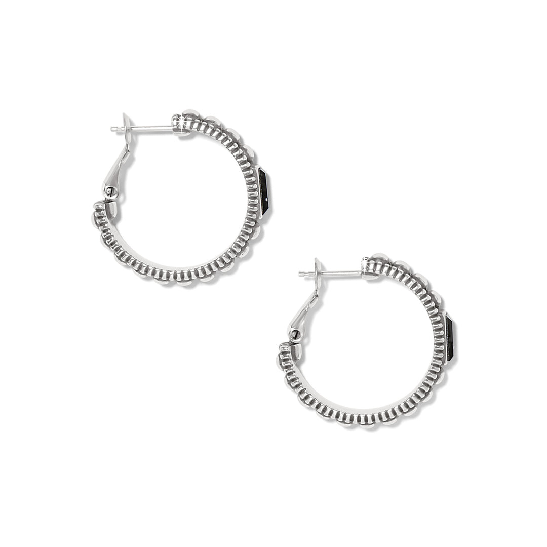 Pretty Tough Gem Hoop Earrings - Silver-Black